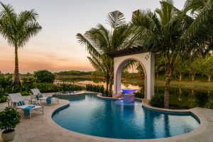 The Benita’s luxurious outdoor living area overlooks the 700-acre freshwater lake
